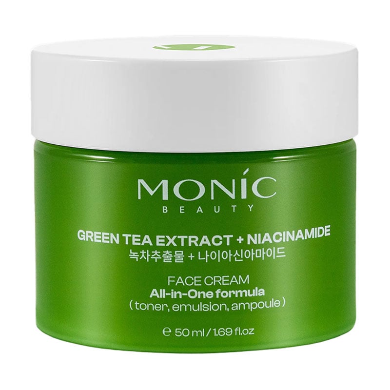 Крем для обличчя Monic Beauty Green Tea Extract + Niacinamide Face Cream All-In-One Formula з екстрактом зеленого чаю та ніацинамідом, 50 мл